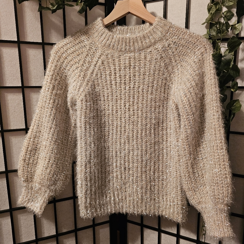 Cozy Cream Sparkling Sweater Size M‎